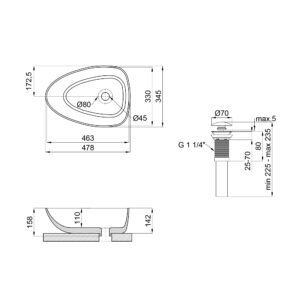 Раковина-чаша Qtap Leo 400x350x160 Matt black с донным клапаном QT1111A053MB