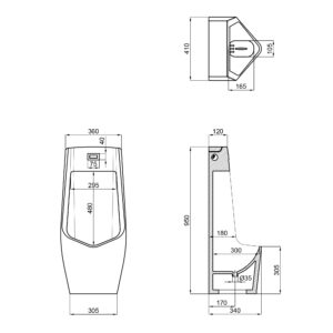 Писсуар напольный Qtap Scorpio с ИК-датчиком автоматического смыва DC 420х350х960 White QT1488U960A01DCW