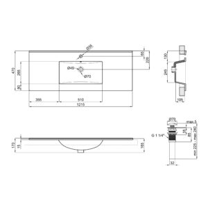 Раковина Qtap Albatross E 1200х460х180 White с донным клапаном QT01119120EW