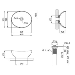 Раковина-чаша Qtap Dove 410х335х145 Matt black с донным клапаном QT063078MBMB