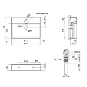 Раковина Qtap Nando LT 600х420х120 White с донным клапаном QT12112173W