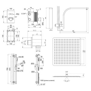 Термостатическая душевая система скрытого монтажа Qtap Votice QT6442T105NKCSET