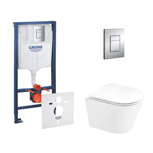 Набор инсталляция 4 в 1 Grohe Rapid SL 38772001 + унитаз с сиденьем Qtap Scorpio QT1433053ERW фото 