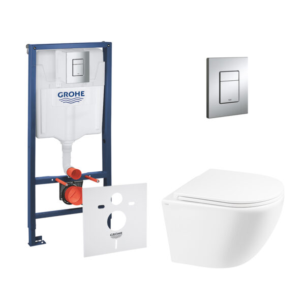 Набор инсталляция 4 в 1 Grohe Rapid SL 38772001 + унитаз с сиденьем Qtap Robin QT1333046ERW фото 