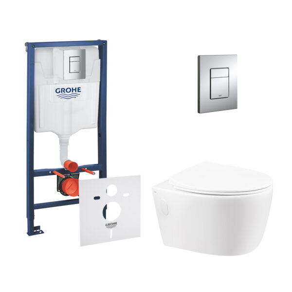 Набор инсталляция 4 в 1 Grohe Rapid SL 38772001 + унитаз с сиденьем Qtap Leo QT11331002ERW фото 