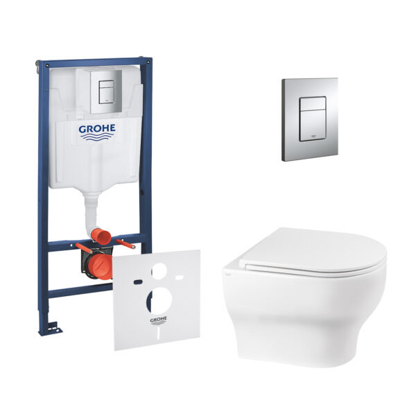 Набор инсталляция 4 в 1 Grohe Rapid SL 38772001 + унитаз с сиденьем Qtap Aries QT0333063ERW фото 