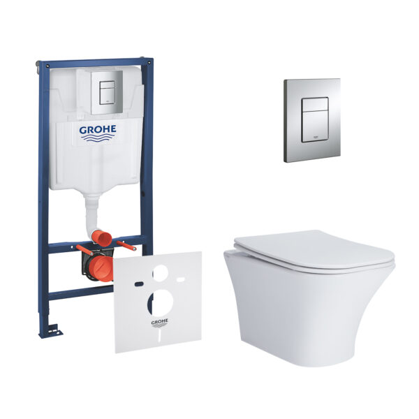 Набор инсталляция 4 в 1 Grohe Rapid SL 38772001 + унитаз с сиденьем Qtap Presto QT24332615EW фото 