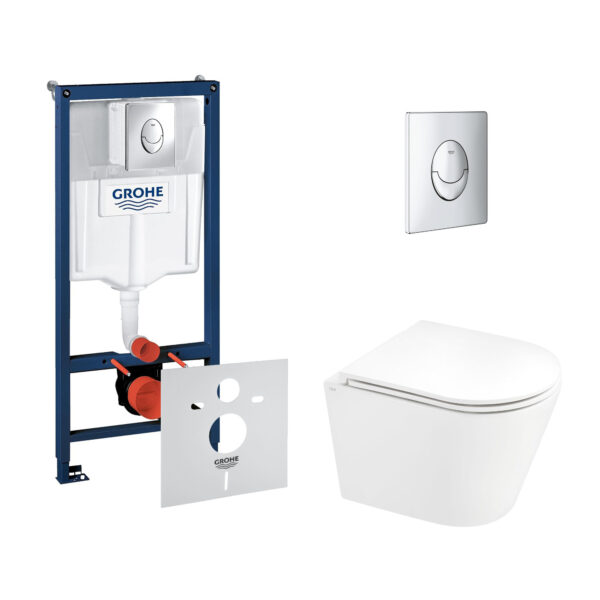 Набор инсталляция 4 в 1 Grohe Rapid SL 38721001 + унитаз с сиденьем Qtap Scorpio QT1433053ERW фото 