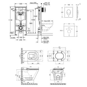 Набор инсталляция 4 в 1 Grohe Rapid SL 38721001 + унитаз с сиденьем Qtap Scorpio QT1433053ERMB