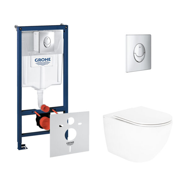 Набор инсталляция 4 в 1 Grohe Rapid SL 38721001 + унитаз с сиденьем Qtap Robin QT13332141ERW фото 