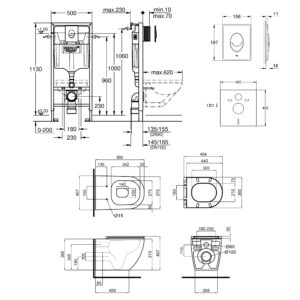 Набор инсталляция 4 в 1 Grohe Rapid SL 38721001 + унитаз с сиденьем Qtap Robin QT13332141ERMB