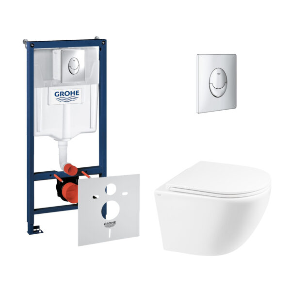 Набор инсталляция 4 в 1 Grohe Rapid SL 38721001 + унитаз с сиденьем Qtap Robin QT1333046ERW фото 