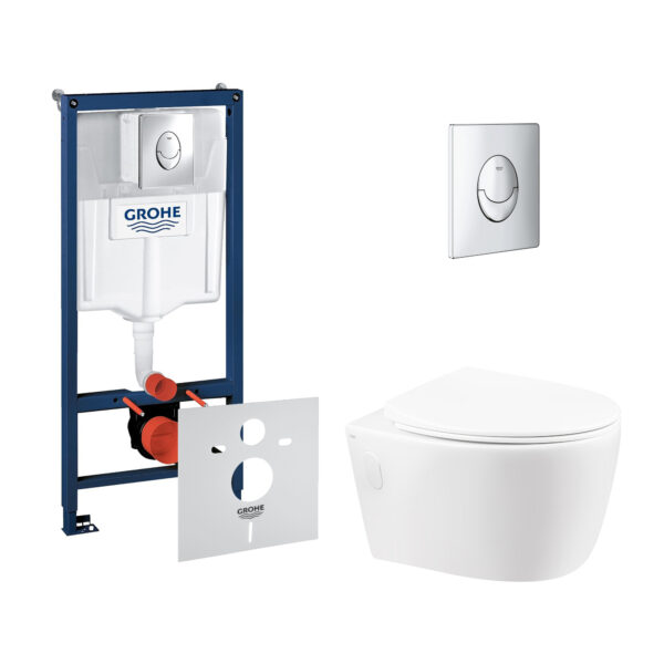 Набор инсталляция 4 в 1 Grohe Rapid SL 38721001 + унитаз с сиденьем Qtap Leo QT11331002ERW фото 