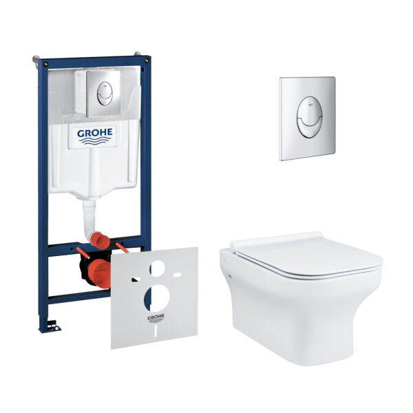 Набор инсталляция 4 в 1 Grohe Rapid SL 38721001 + унитаз с сиденьем Qtap Cardinal QT0433C660HW фото 