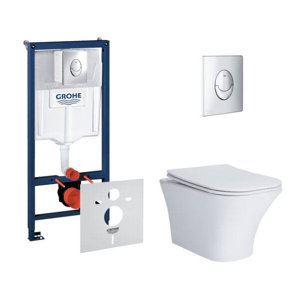 Набор инсталляция 4 в 1 Grohe Rapid SL 38721001 + унитаз с сиденьем Qtap Presto QT24332615EW фото 