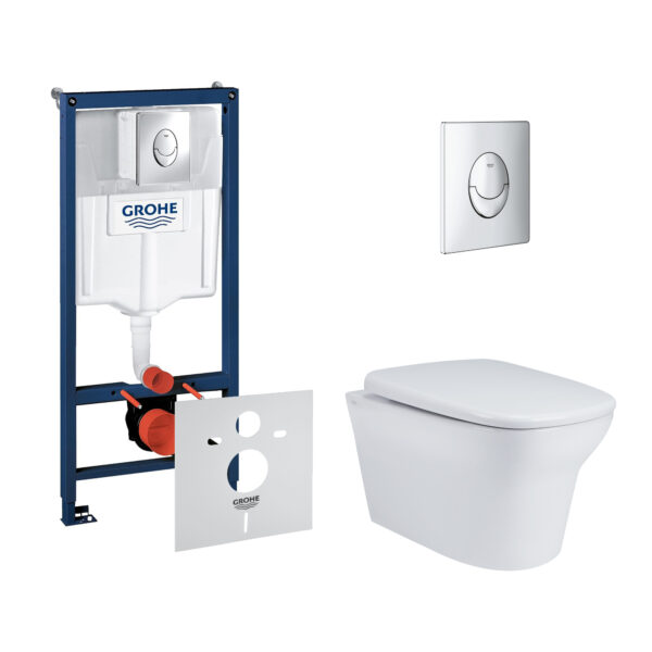 Набор инсталляция 4 в 1 Grohe Rapid SL 38721001 + унитаз с сиденьем Qtap Gemini QT25332614EW фото 