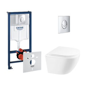 Набор инсталляция 4 в 1 Grohe Rapid SL 38721001 + унитаз с сиденьем Qtap Robin QT1333046ENRW