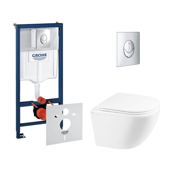 Набор инсталляция 4 в 1 Grohe Rapid SL 38721001 + унитаз с сиденьем Qtap Robin QT1333046ENRW фото 