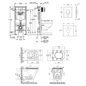 Набор инсталляция 4 в 1 Grohe Rapid SL 38722001 + унитаз с сиденьем Qtap Scorpio QT1433053ERMB