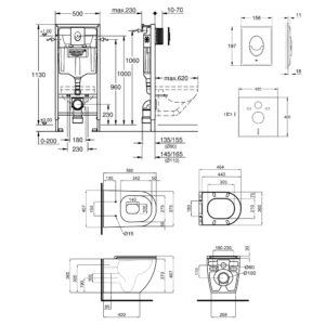 Набор инсталляция 4 в 1 Grohe Rapid SL 38722001 + унитаз с сиденьем Qtap Robin QT13332141ERMB