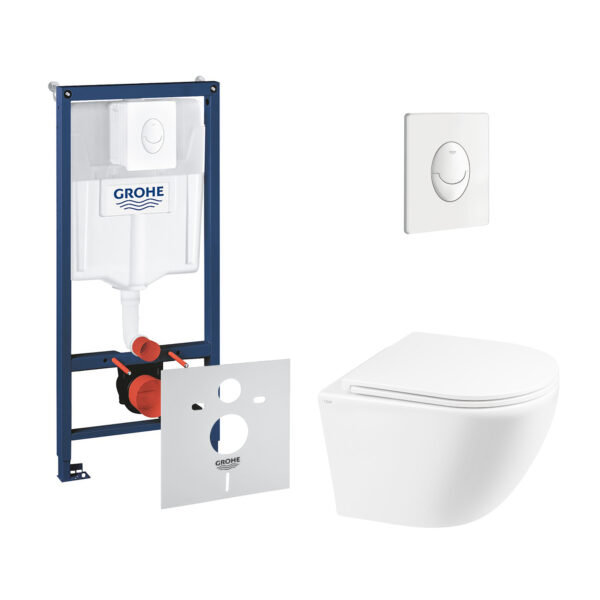 Набор инсталляция 4 в 1 Grohe Rapid SL 38722001 + унитаз с сиденьем Qtap Robin QT1333046ERW фото 