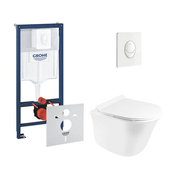 Набор инсталляция 4 в 1 Grohe Rapid SL 38722001 + унитаз с сиденьем Qtap QtapVirgo QT1833051ERW фото 