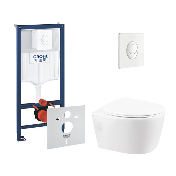 Набор инсталляция 4 в 1 Grohe Rapid SL 38722001 + унитаз с сиденьем Qtap Leo QT11331002ERW фото 