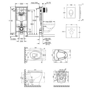 Набор инсталляция 4 в 1 Grohe Rapid SL 38722001 + унитаз с сиденьем Qtap Leo QT11331002ERW