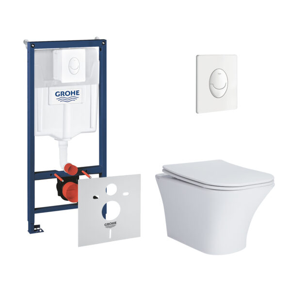 Набор инсталляция 4 в 1 Grohe Rapid SL 38722001 + унитаз с сиденьем Qtap Presto QT24332615EW фото 