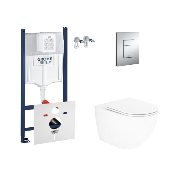 Набор инсталляция 4 в 1 Grohe Rapid SL 3884000G + унитаз с сиденьем Qtap Robin QT13332141ERW фото 