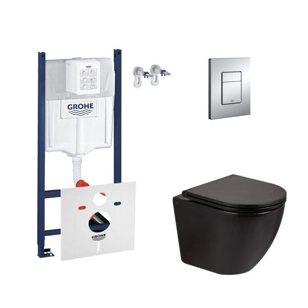 Набор инсталляция 4 в 1 Grohe Rapid SL 3884000G + унитаз с сиденьем Qtap Robin QT13332141ERMB фото 