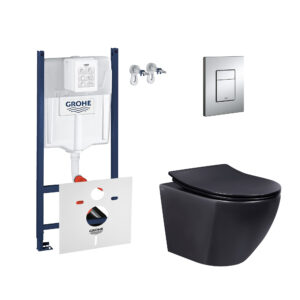 Набор инсталляция 4 в 1 Grohe Rapid SL 3884000G + унитаз с сиденьем Qtap Robin QT1333046ERMB