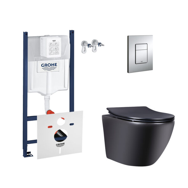 Набор инсталляция 4 в 1 Grohe Rapid SL 3884000G + унитаз с сиденьем Qtap Robin QT1333046ENRMB фото 