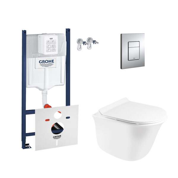 Набор инсталляция 4 в 1 Grohe Rapid SL 3884000G + унитаз с сиденьем Qtap Virgo QT1833051ERW фото 