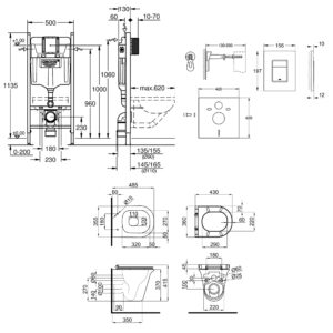 Набор инсталляция 4 в 1 Grohe Rapid SL 3884000G + унитаз с сиденьем Qtap Virgo QT1833051ERW