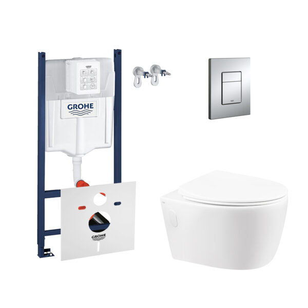 Набор инсталляция 4 в 1 Grohe Rapid SL 3884000G + унитаз с сиденьем Qtap Leo QT11331002ERW фото 