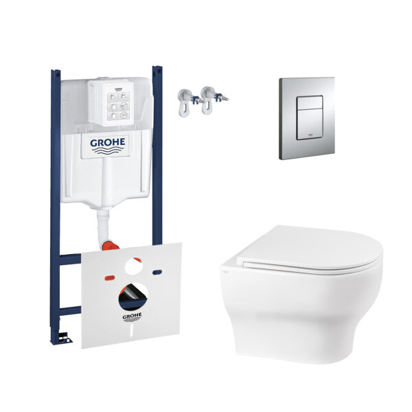 Набор инсталляция 4 в 1 Grohe Rapid SL 3884000G + унитаз с сиденьем Qtap Aries QT0333063ERW фото 