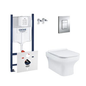 Набор инсталляция 4 в 1 Grohe Rapid SL 3884000G + унитаз с сиденьем Qtap Cardinal QT0433C660HW