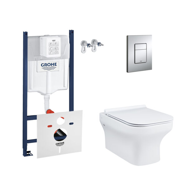 Набор инсталляция 4 в 1 Grohe Rapid SL 3884000G + унитаз с сиденьем Qtap Cardinal QT0433C660HW фото 