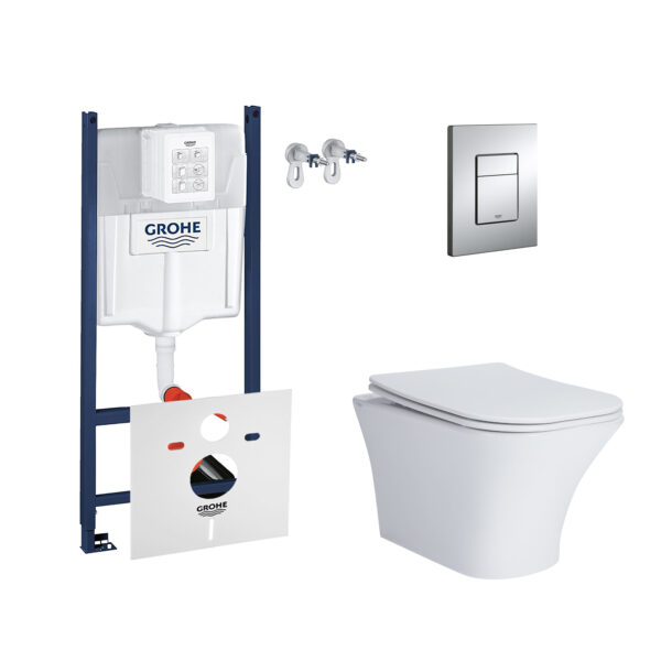 Набор инсталляция 4 в 1 Grohe Rapid SL 3884000G + унитаз с сиденьем Qtap Presto QT24332615EW фото 