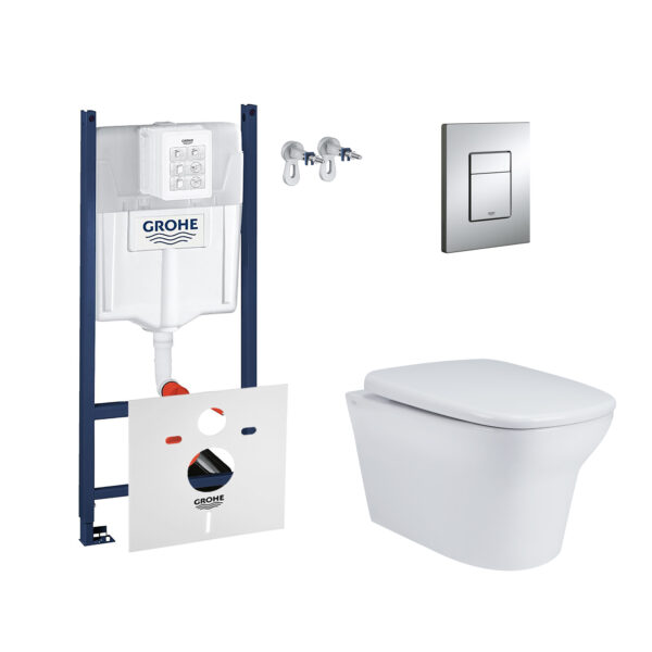 Набор инсталляция 4 в 1 Grohe Rapid SL 3884000G + унитаз с сиденьем Qtap Gemini QT25332614EW фото 