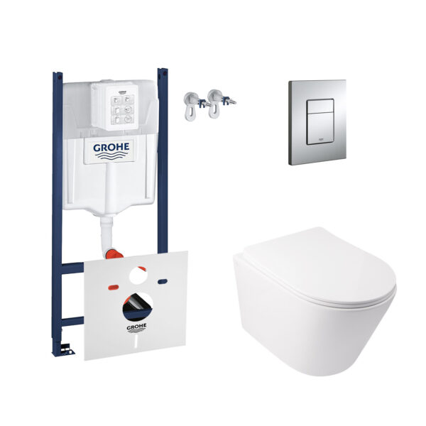 Набор инсталляция 4 в 1 Grohe Rapid SL 3884000G + унитаз с сиденьем Qtap Swan QT16335178W фото 