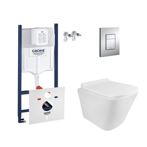 Набор инсталляция 4 в 1 Grohe Rapid SL 3884000G + унитаз с сиденьем Qtap Tern QT1733052ERW фото 