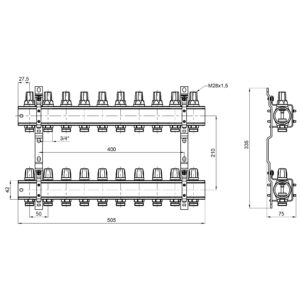 Коллектор сборный ICMA K005 1″ х 10