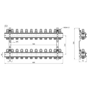 Коллектор сборный ICMA K005 1″ х 12