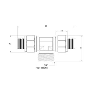 Тройник обжимной Icma 20х3/4″х20 НР №547