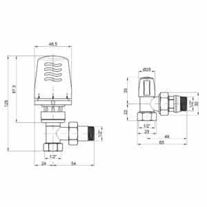 Термостатический комплект ICMA KIT1100 1/2″ угловой