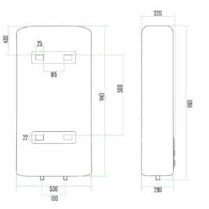Водонагреватель электрический Thermo Alliance 100 л плоский вертикальный, мокрый 2 кВт (0,8+1,2) DT100V20G(PD)