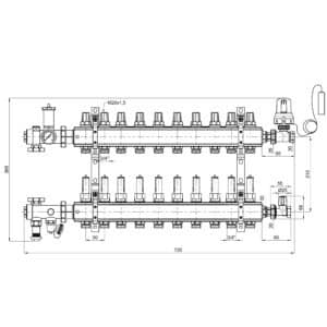 Коллекторная группа Icma 3/4″ 10 выходов, с расходомером №A3K013