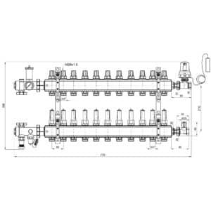Коллекторная группа Icma 3/4″ 11 выходов, с расходомером №A3K013
